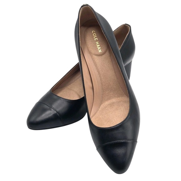 Cole Haan The Go-To Pump 45MM Block Heel Black Waterproof Leather‎ Size 9.5B NEW - Picture 1 of 16
